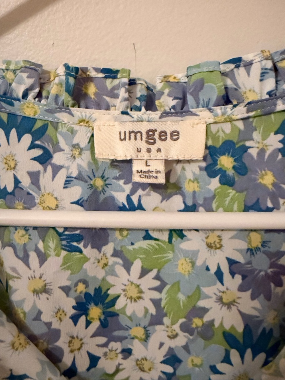Umgee Blue, Purple & Green Floral Tiered Womens Dress - Picture 3 of 4